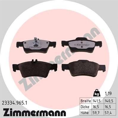 Zimmermann 23334.965.1 - Kit pastiglie freno, Freno a disco autozon.pro