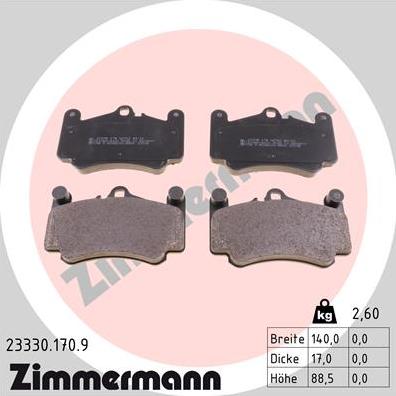 Zimmermann 23330.170.9 - Kit pastiglie freno, Freno a disco autozon.pro