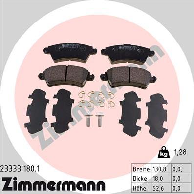 Zimmermann 23333.180.1 - Kit pastiglie freno, Freno a disco autozon.pro