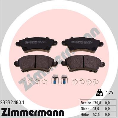 Zimmermann 23332.180.1 - Kit pastiglie freno, Freno a disco autozon.pro