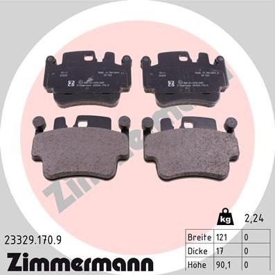 Zimmermann 23329.170.9 - Kit pastiglie freno, Freno a disco autozon.pro