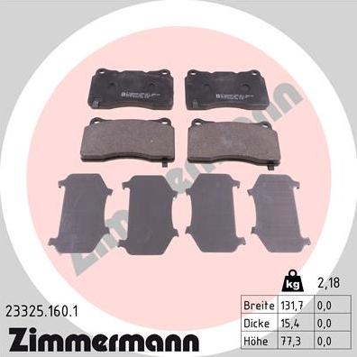 Zimmermann 23325.160.1 - Kit pastiglie freno, Freno a disco autozon.pro