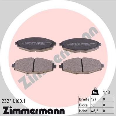 Zimmermann 23241.160.1 - Kit pastiglie freno, Freno a disco autozon.pro