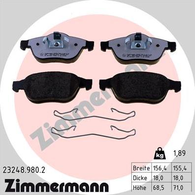 Zimmermann 23248.980.2 - Kit pastiglie freno, Freno a disco autozon.pro