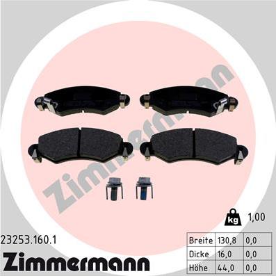 Zimmermann 23253.160.1 - Kit pastiglie freno, Freno a disco autozon.pro