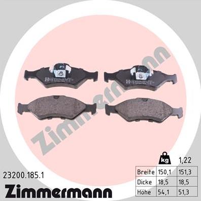 Zimmermann 23200.185.1 - Kit pastiglie freno, Freno a disco autozon.pro