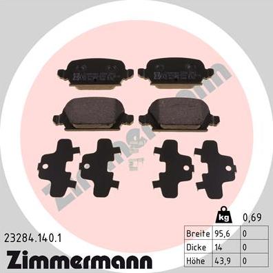 Zimmermann 23284.140.1 - Kit pastiglie freno, Freno a disco autozon.pro