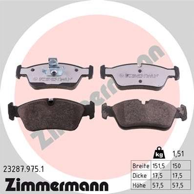 Zimmermann 23287.975.1 - Kit pastiglie freno, Freno a disco autozon.pro