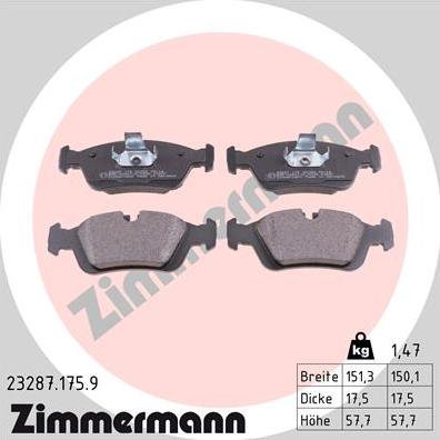 Zimmermann 23287.175.9 - Kit pastiglie freno, Freno a disco autozon.pro