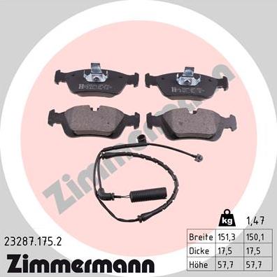 Zimmermann 23287.175.2 - Kit pastiglie freno, Freno a disco autozon.pro