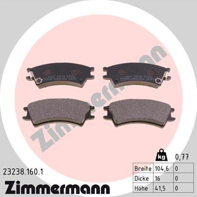 Zimmermann 23238.160.1 - Kit pastiglie freno, Freno a disco autozon.pro