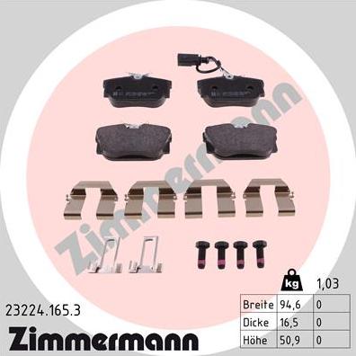 Zimmermann 23224.165.3 - Kit pastiglie freno, Freno a disco autozon.pro