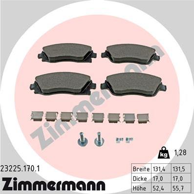 Zimmermann 23225.170.1 - Kit pastiglie freno, Freno a disco autozon.pro