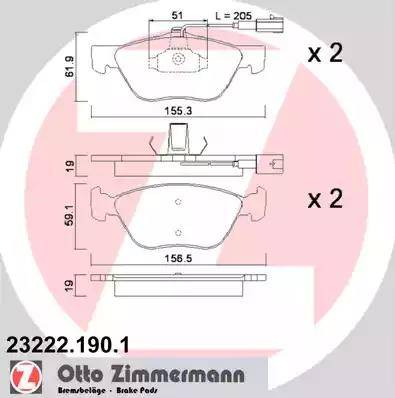 Zimmermann 23222.190.1 - Kit pastiglie freno, Freno a disco autozon.pro