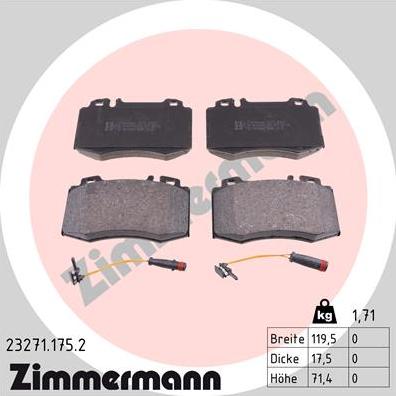 Zimmermann 23271.175.2 - Kit pastiglie freno, Freno a disco autozon.pro