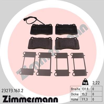 Zimmermann 23273.160.2 - Kit pastiglie freno, Freno a disco autozon.pro