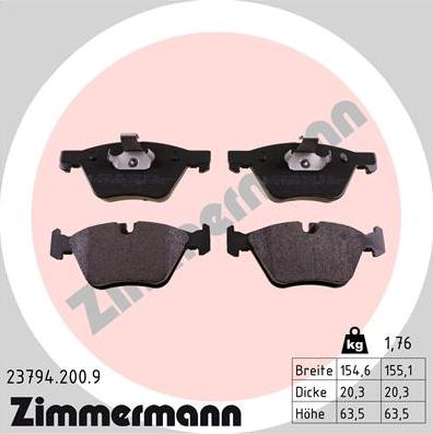 Zimmermann 23794.200.9 - Kit pastiglie freno, Freno a disco autozon.pro