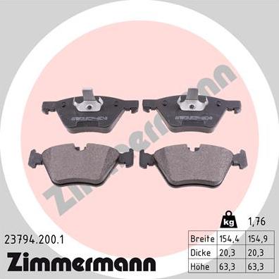 Zimmermann 23794.200.1 - Kit pastiglie freno, Freno a disco autozon.pro