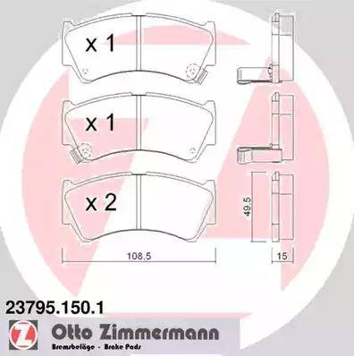 Zimmermann 23795.150.1 - Kit pastiglie freno, Freno a disco autozon.pro