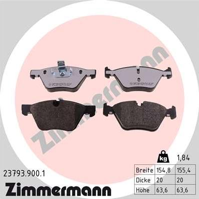 Zimmermann 23793.900.1 - Kit pastiglie freno, Freno a disco autozon.pro