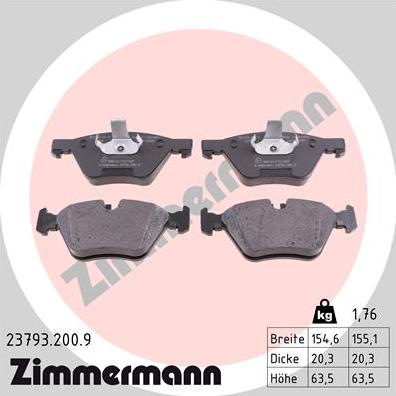 Zimmermann 23793.200.9 - Kit pastiglie freno, Freno a disco autozon.pro