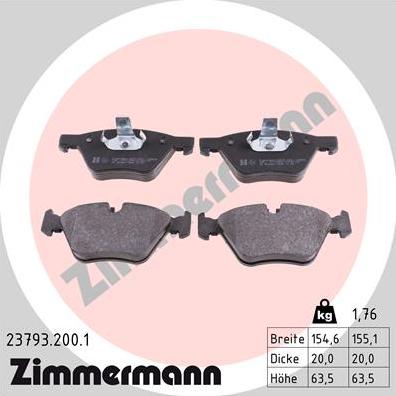 Zimmermann 23793.200.1 - Kit pastiglie freno, Freno a disco autozon.pro