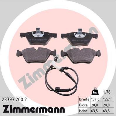 Zimmermann 23793.200.2 - Kit pastiglie freno, Freno a disco autozon.pro