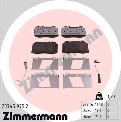 Zimmermann 23745.975.2 - Kit pastiglie freno, Freno a disco autozon.pro