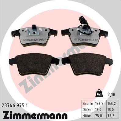 Zimmermann 23746.975.1 - Kit pastiglie freno, Freno a disco autozon.pro