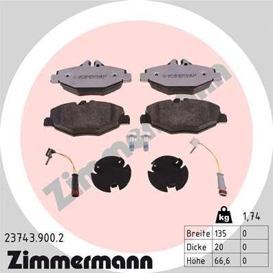 Zimmermann 23743.900.2 - Kit pastiglie freno, Freno a disco autozon.pro