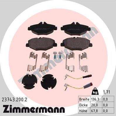 Zimmermann 23743.200.2 - Kit pastiglie freno, Freno a disco autozon.pro