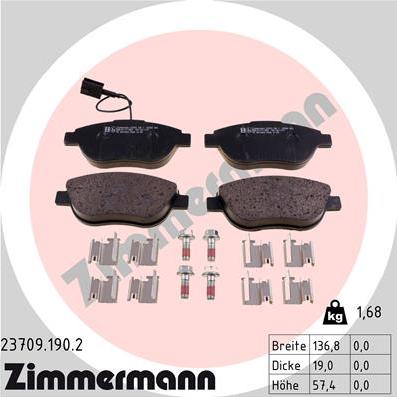 Zimmermann 23709.190.2 - Kit pastiglie freno, Freno a disco autozon.pro