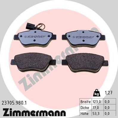 Zimmermann 23705.980.1 - Kit pastiglie freno, Freno a disco autozon.pro