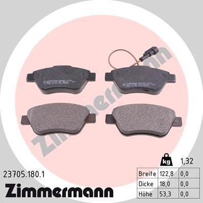 Zimmermann 23705.180.1 - Kit pastiglie freno, Freno a disco autozon.pro