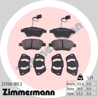 Zimmermann 23706.180.2 - Kit pastiglie freno, Freno a disco autozon.pro