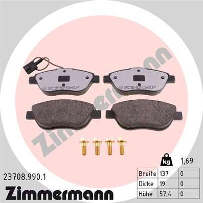 Zimmermann 23708.990.1 - Kit pastiglie freno, Freno a disco autozon.pro