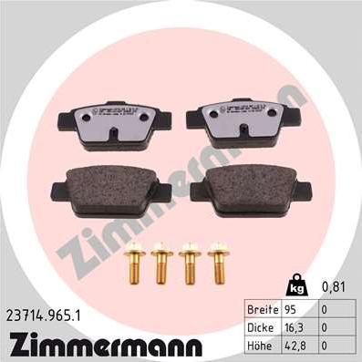 Zimmermann 23714.965.1 - Kit pastiglie freno, Freno a disco autozon.pro