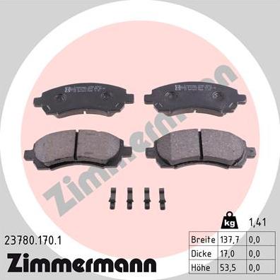 Zimmermann 23780.170.1 - Kit pastiglie freno, Freno a disco autozon.pro