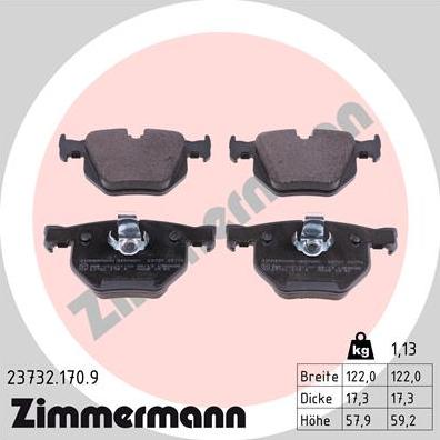 Zimmermann 23732.170.9 - Kit pastiglie freno, Freno a disco autozon.pro