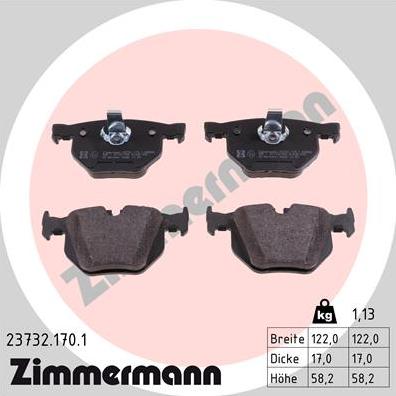 Zimmermann 23732.170.1 - Kit pastiglie freno, Freno a disco autozon.pro