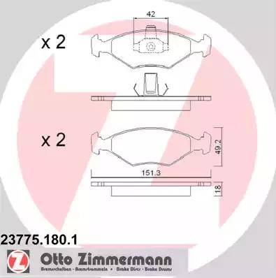 Zimmermann 23775.180.1 - Kit pastiglie freno, Freno a disco autozon.pro