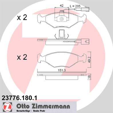 Zimmermann 23776.180.1 - Kit pastiglie freno, Freno a disco autozon.pro