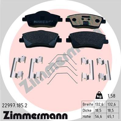 Zimmermann 22997.185.2 - Kit pastiglie freno, Freno a disco autozon.pro