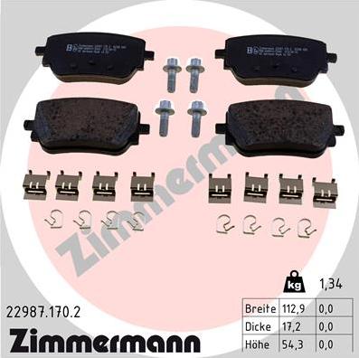 Zimmermann 22987.170.2 - Kit pastiglie freno, Freno a disco autozon.pro