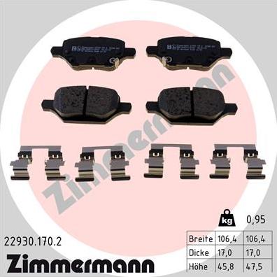 Zimmermann 22930.170.2 - Kit pastiglie freno, Freno a disco autozon.pro