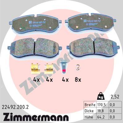 Zimmermann 22492.200.2 - Kit pastiglie freno, Freno a disco autozon.pro