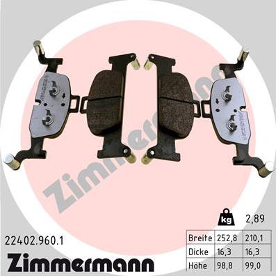 Zimmermann 22402.960.1 - Kit pastiglie freno, Freno a disco autozon.pro