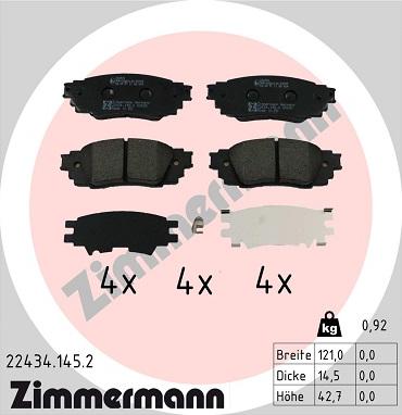 Zimmermann 22434.145.2 - Kit pastiglie freno, Freno a disco autozon.pro