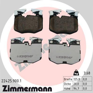 Zimmermann 22425.900.1 - Kit pastiglie freno, Freno a disco autozon.pro