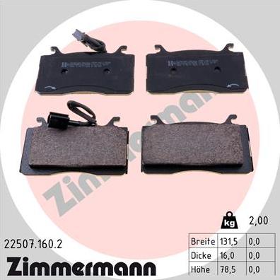 Zimmermann 22507.160.2 - Kit pastiglie freno, Freno a disco autozon.pro